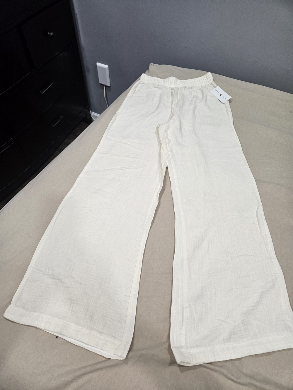 True Craft Ivory Wide-Leg Pants